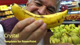  Presentation with banana - Slides consisting of cool brazil - senior man smiling with banana background and a  colored foreground