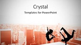  Presentation with performance - PPT theme featuring cool break dancer against high background and a white colored foreground