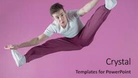  Presentation with break dance - Audience pleasing presentation theme consisting of cool break dancer mid air doing the splits in the dance studio backdrop and a coral colored foreground
