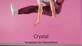  Presentation with break dance - Colorful slides enhanced with cool break dancer mid air doing the splits in the dance studio backdrop and a coral colored foreground