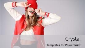  Presentation with cool - PPT layouts consisting of cool cheerful girl with bright background and a light gray colored foreground