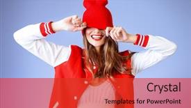  Presentation with lips - Cool new slides with cool cheerful girl with bright backdrop and a red colored foreground