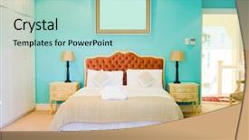  Presentation with bedroom modern - Audience pleasing slide set consisting of cool colors - modern colorful bedroom backdrop and a mint green colored foreground