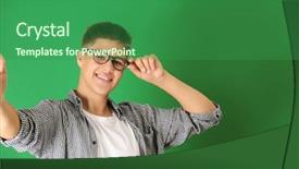  Presentation with selfie - Audience pleasing PPT layouts consisting of cool colors - teenager boy taking selfie backdrop and a ocean colored foreground