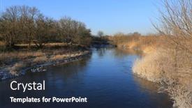  Presentation with winter river - PPT theme enhanced with cool-day-on-river background and a ocean colored foreground