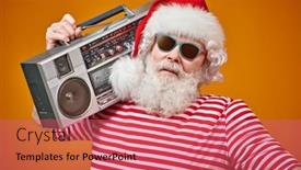  Presentation with tape recorder music - Audience pleasing PPT layouts consisting of cool-dj-santa-claus backdrop and a coral colored foreground