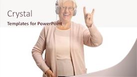  Presentation with cool - Slides having cool-grandmother-with-headphones-making background and a lemonade colored foreground