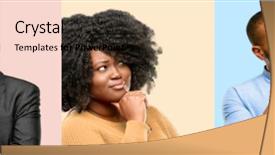  Presentation with group of people - Slide set with cool group of people woman background and a coral colored foreground