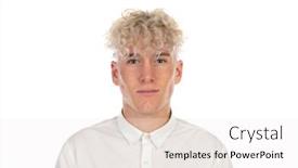  Presentation with curly hair - Beautiful slide deck featuring cool-guy-with-curly-blond backdrop and a white colored foreground