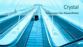  Presentation with cool - Slide deck with cool hallway with fast escalators background and a arctic colored foreground