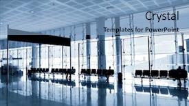  Presentation with airport lounge - Beautiful presentation theme featuring cool lounge in airport backdrop and a light blue colored foreground
