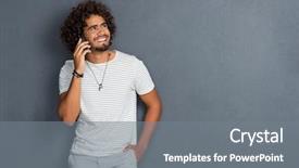  Presentation with talking on phone - Amazing theme having cool man with beard talking backdrop and a gray colored foreground