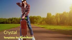  Presentation with spirit - PPT theme enhanced with cool-modern-teen-girl-posing background and a tawny brown colored foreground