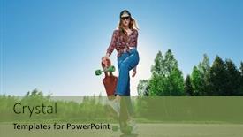  Presentation with teen girl - Presentation theme featuring cool-modern-teen-girl-posing background and a seafoam green colored foreground