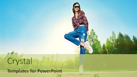  Presentation with spirit - Audience pleasing presentation theme consisting of cool-modern-teen-girl-posing backdrop and a yellow colored foreground