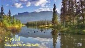  Presentation with autumn morning - PPT theme having cool morning in northern mountains in the beginning of autumn background and a tawny brown colored foreground