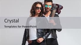  Presentation with roll - Presentation with cool rock and roll couple background and a light gray colored foreground