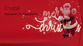  Presentation with christmas party - Audience pleasing presentation theme consisting of cool-santa-claus-rock-musician backdrop and a crimson colored foreground