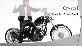  Presentation with cool - PPT theme with cool-senior-biker-sitting background and a white colored foreground