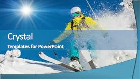  Presentation with high performance teams - Amazing PPT theme having cool slide - skier skiing downhill in high backdrop and a teal colored foreground
