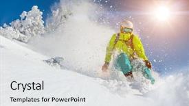  Presentation with skiing - Cool new slides with cool slide - skier skiing downhill in high backdrop and a white colored foreground