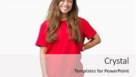  Presentation with young woman wearing boxer gloves - PPT layouts with cool smile on face lucky background and a white colored foreground