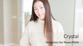  Presentation with arabian woman wearing hijab muslim - PPT theme with cool smile on face lucky background and a  colored foreground