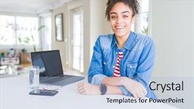 Presentation with african american in computer business - Beautiful theme featuring cool smile on face lucky backdrop and a light blue colored foreground