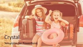  Presentation with girls trip - Cool new PPT layouts with cool summer camp - beginning of the trip little backdrop and a coral colored foreground