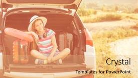  Presentation with summer camp - Presentation with cool summer camp - beginning of the trip little background and a coral colored foreground