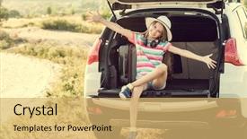  Presentation with summer camp - Beautiful presentation design featuring cool summer camp - beginning of the trip little backdrop and a yellow colored foreground