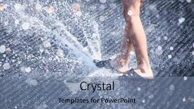  Presentation with street children - Presentation design featuring cool summer camp - children play with splashes background and a seafoam green colored foreground