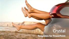  Presentation with friends - Theme with cool summer camp - cropped shot of two friends background and a coral colored foreground