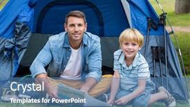  Presentation with summer camp - Cool new slides with cool summer camp - father and son having fun backdrop and a teal colored foreground