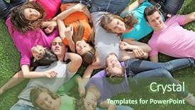  Presentation with happy kids - PPT theme enhanced with cool summer camp - happy group of mixed race background and a tawny brown colored foreground