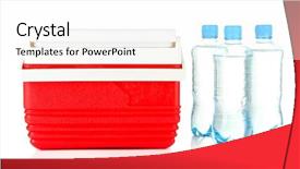  Presentation with refrigerator - Theme consisting of cool summer camp - traveling refrigerator with bottles background and a cream colored foreground