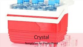  Presentation with refrigerator - PPT theme featuring cool summer camp - traveling refrigerator with bottles background and a  colored foreground