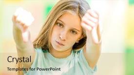  Presentation with teen girl - Colorful PPT layouts enhanced with cool teen girl shows thumbs backdrop and a yellow colored foreground