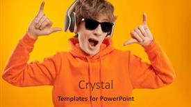  Presentation with yellow orange - Slides consisting of cool-teenage-boy-in-bright background and a gold colored foreground