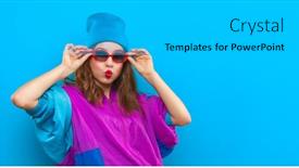  Presentation with 80s retro - Presentation theme enhanced with cool-teenager-fashionable-dj-girl background and a cyan colored foreground