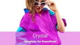  Presentation with 80s retro - Presentation design with cool-teenager-fashionable-dj-girl background and a purple colored foreground