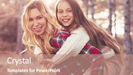  Presentation with mom daughter - PPT theme enhanced with cool weather - mom and her 9 years background and a coral colored foreground