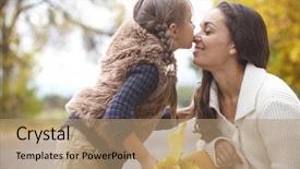  Presentation with fall leaves - PPT layouts with cool weather - young mother with her little background and a  colored foreground