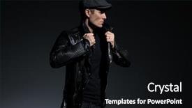  Presentation with young grey maine coon cat - Cool new slide deck with adjusting his jacket's collar backdrop and a black colored foreground