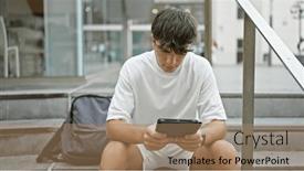  Presentation with cool - Slides with cool-young-hispanic-teenager and a coral colored foreground