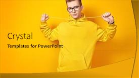  Presentation with bright yellow - Beautiful presentation featuring cool-young-man-in-bright backdrop and a gold colored foreground