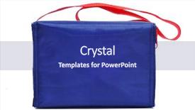  Presentation with bag - Cool new PPT theme with cooler - blue multipurpose handled bag backdrop and a navy blue colored foreground