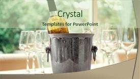  Presentation with bottle - Amazing PPT theme having cooler - wine bottle in bucket backdrop and a soft green colored foreground