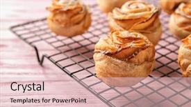  Presentation with puff pastry - Cool new presentation with cooling rack with apple roses backdrop and a  colored foreground