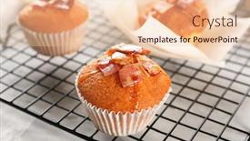  Presentation with muffins - Amazing PPT theme having cooling rack with tasty bacon muffins on table backdrop and a lemonade colored foreground
